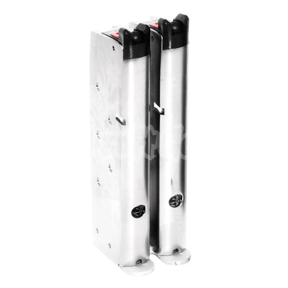 Armorer Works AW 32rd Double Barrel Gas Magazine for AW MX Series / WE Double Barrel 1911 GBB Pistol Airsoft Silver (Skull Cam Baseplate)