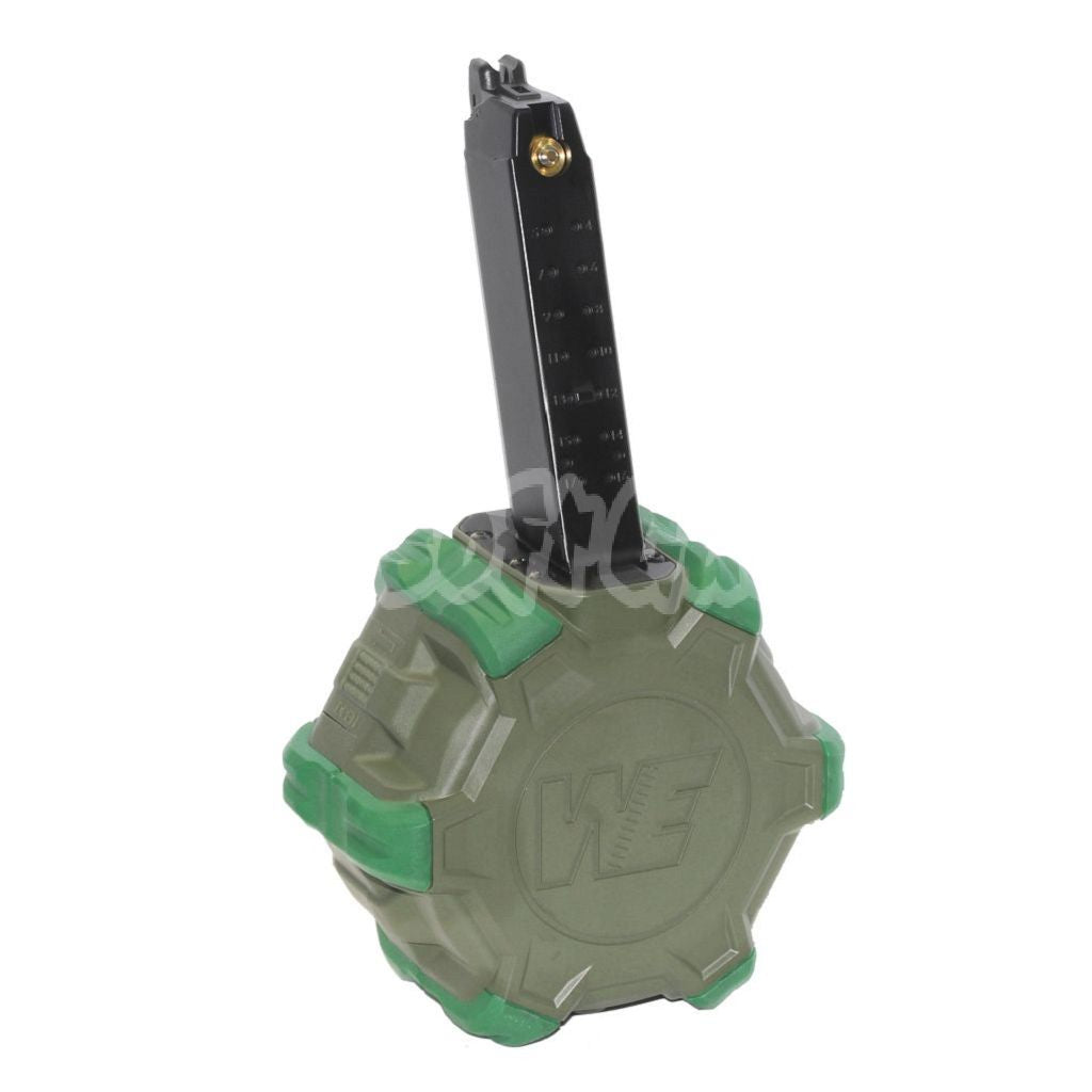 Airsoft WE 350rd Gas Drum Magazine for ISSC M22 / EMG SAI BLU / APS / ARMY / BELL / UMAREX / Elite force / VFC / AW / WE / Tokyo Marui G17 G18C G-Series GBB Pistol Black/OD/Green