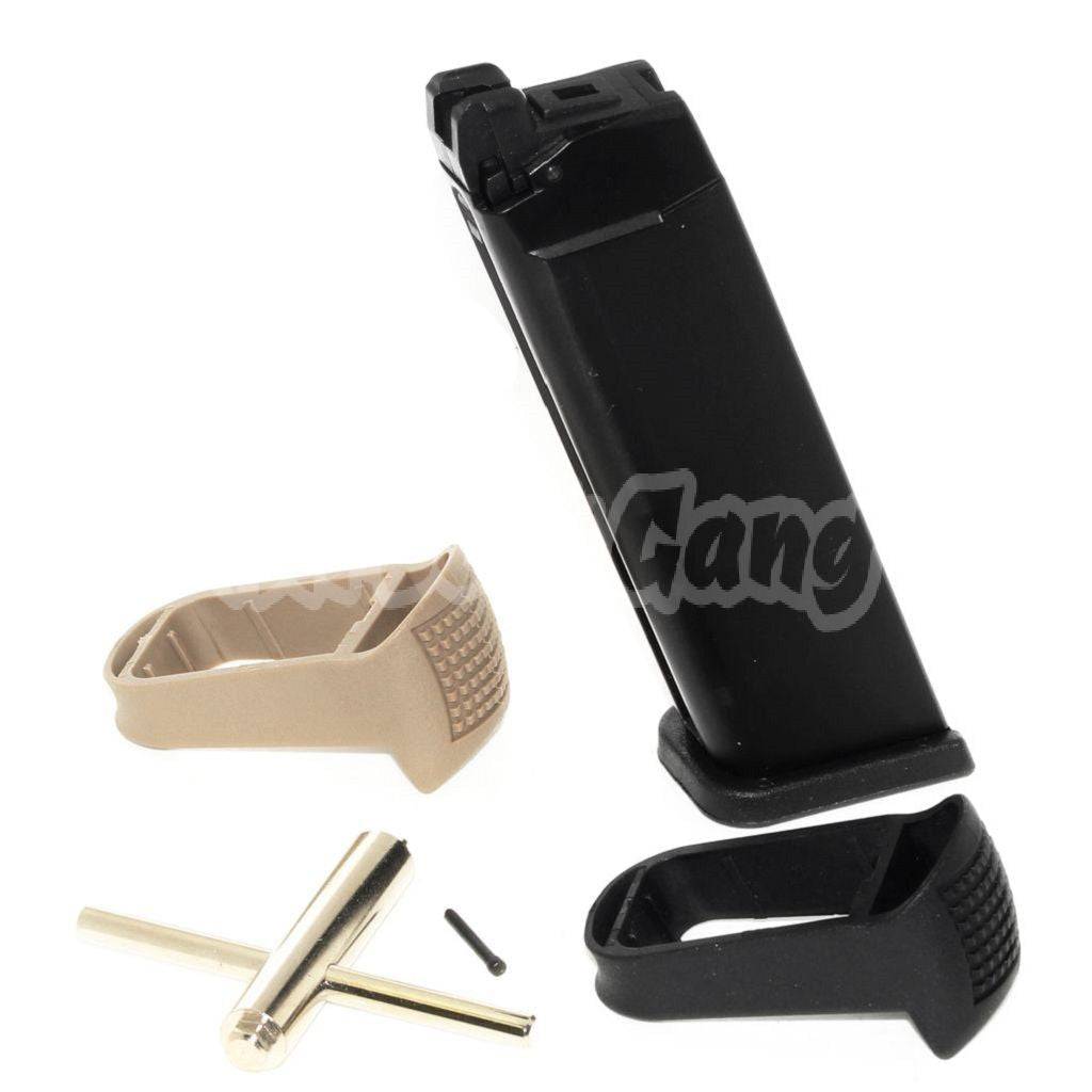 Airsoft WE (WE-TECH) 25rd Co2 Magazine Valve Key Grip Extension Set for ISSC M22 / EMG SAI BLU / APS / ARMY / BELL / UMAREX / Elite force / VFC / AW / WE / Tokyo Marui G17 G18C G-Series GBB Pistol Black