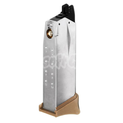 Airsoft WE (WE-TECH) 14rd Gas Magazine for Air Venturi Springfield Armory WE XDM COMPACT 3.8 Series GBB Pistol Silver/Tan