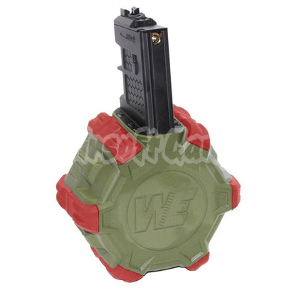 Airsoft WE 350rd Gas Drum Magazine for WE Open Bolt L85 / SCAR-L / R5C / T65 / HK416 / AR M4 M16 GBB Rifle Black/OD/Red