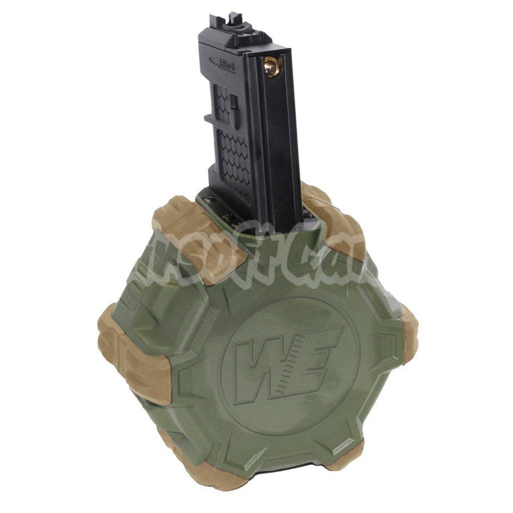 Airsoft WE 350rd Gas Drum Magazine for WE Open Bolt L85 / SCAR-L / R5C / T65 / HK416 / AR M4 M16 GBB Rifle Black/OD/Tan