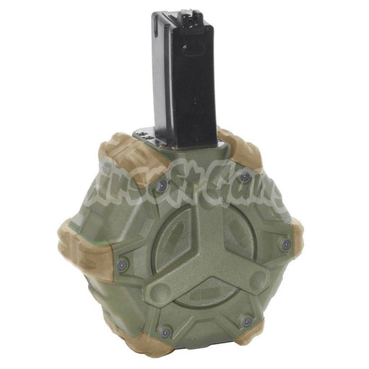 Airsoft WE 350rd Gas Drum Magazine for WE AP APACHE MP5 Series GBB Rifle Black/OD/Tan