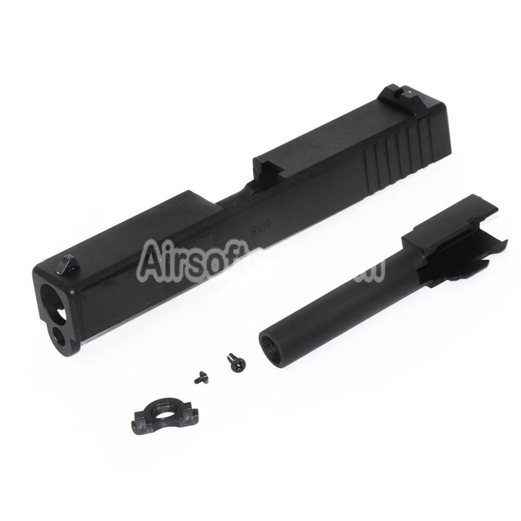 Airsoft E&C Aluminum Barrel Slide Set For E&C Tokyo Marui G19 Series GBB Pistols Black