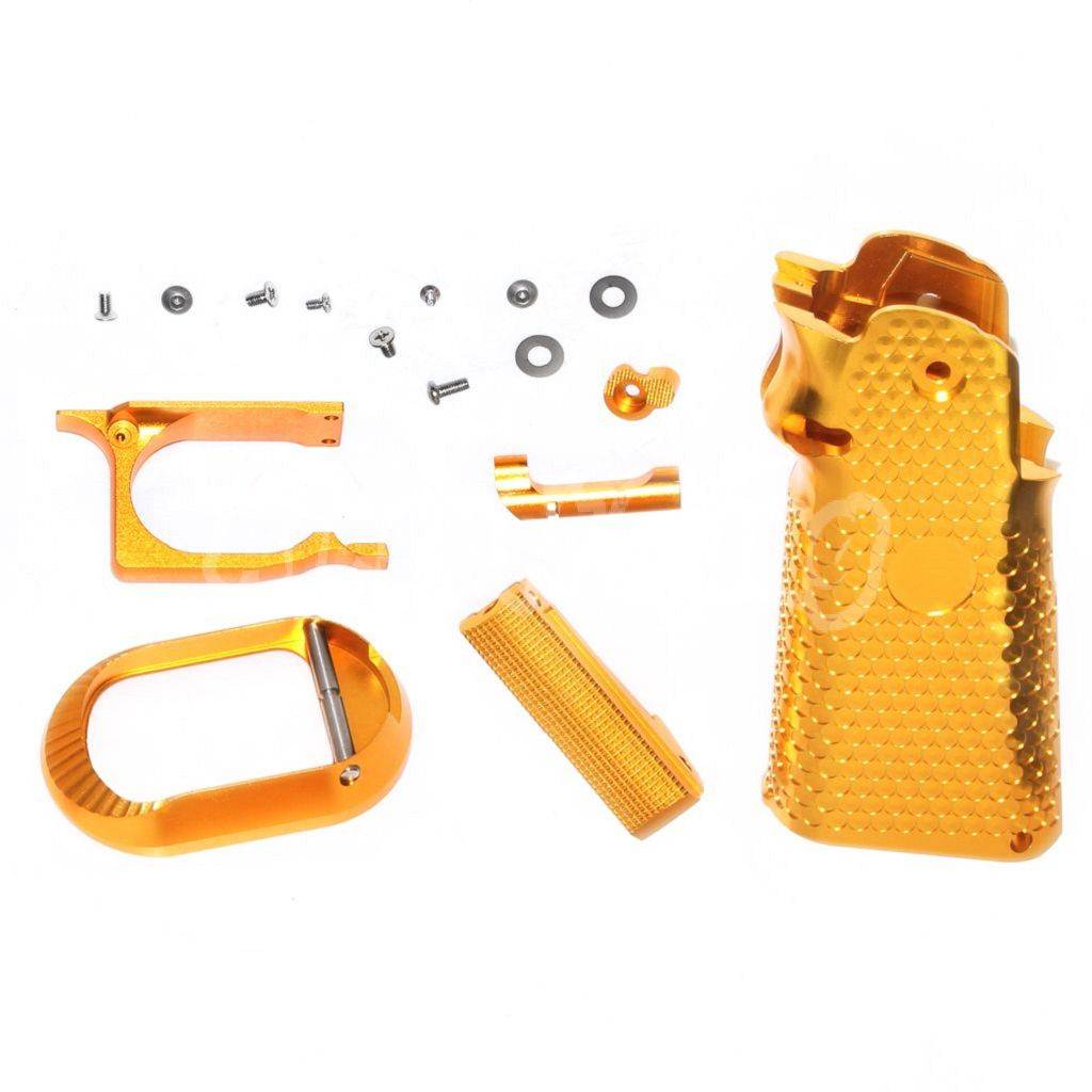 KF CNC Aluminum Grip Set For ARMY R501 R601 R603 EMG AW WE Tokyo Marui Hi-Capa GBB Pistol Gold