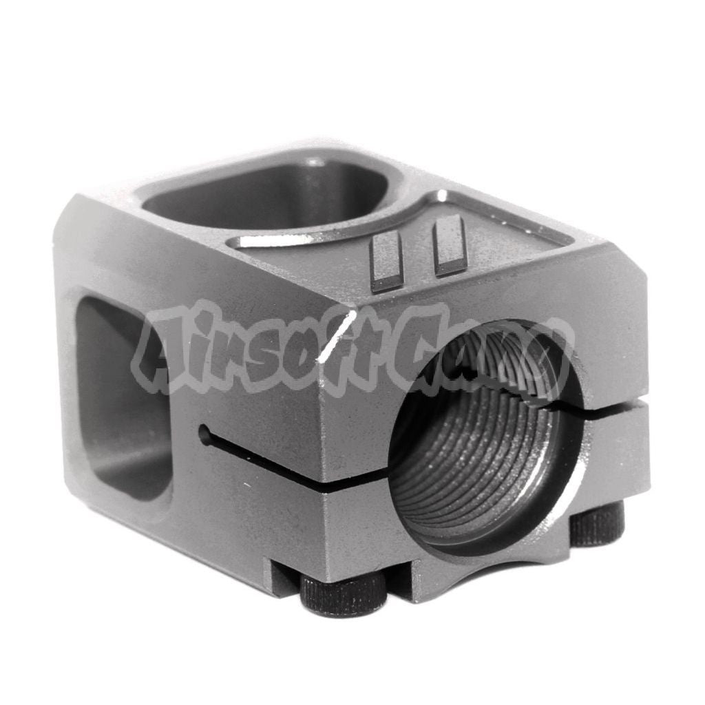 Airsoft 5KU CNC Aluminium Compensator V2 -14mm CCW For G17 GBB Pistols Charcoal Grey