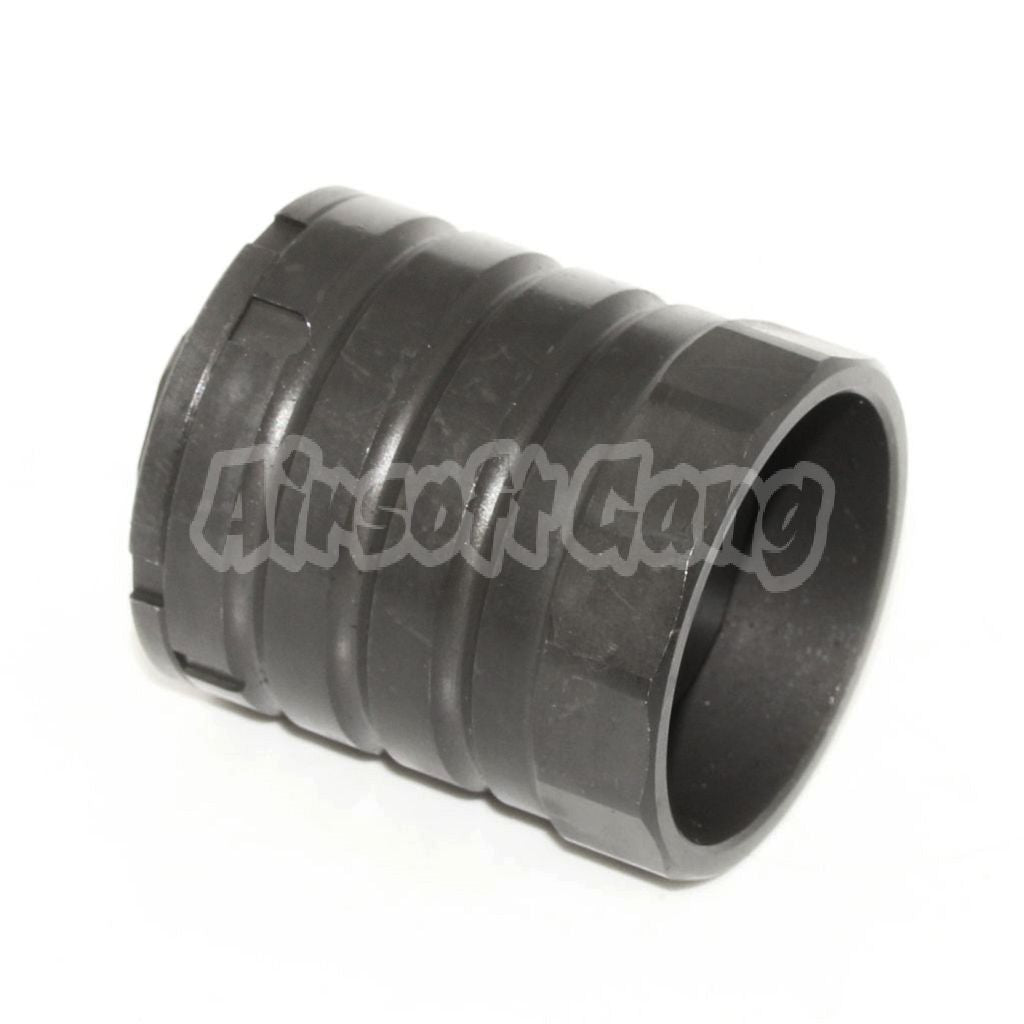 Airsoft 5KU 48mm 360 X37 Muzzle Brake Flash Hider With Blast Shield -14mm CCW Black