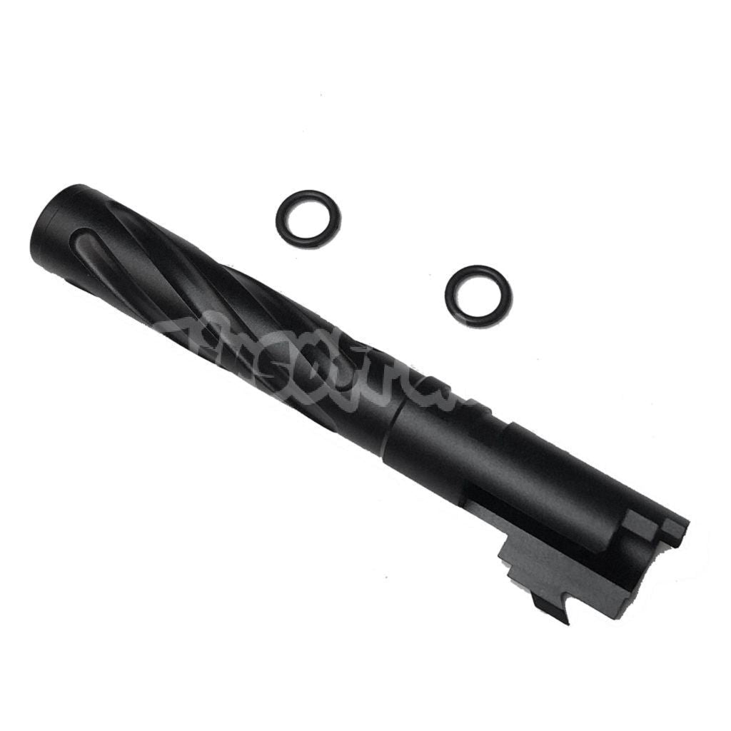 Airsoft 5KU 5" Inches CNC Aluminium Tornado Style Spiral Outer Barrel +11mm CW for Tokyo Marui Hi-Capa 5.1 GBB