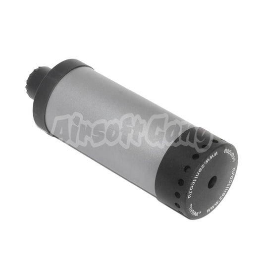 Airsoft 5KU 175mm DTK PUTNIK Mock Silencer Suppressor with +24mm CW -14mm CCW Adaptor Black/Grey