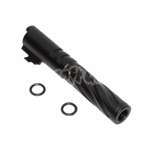 Airsoft 5KU 4.3" Inches CNC Aluminium Tornado Style Spiral Outer Barrel +11mm CW for Tokyo Marui Hi-Capa 4.3 GBB Black