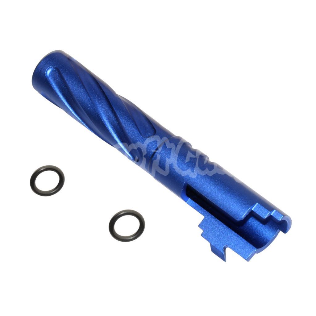 Airsoft 5KU 4.3" Inches CNC Aluminium Tornado Style Spiral Outer Barrel +11mm CW for Tokyo Marui Hi-Capa 4.3 GBB Blue