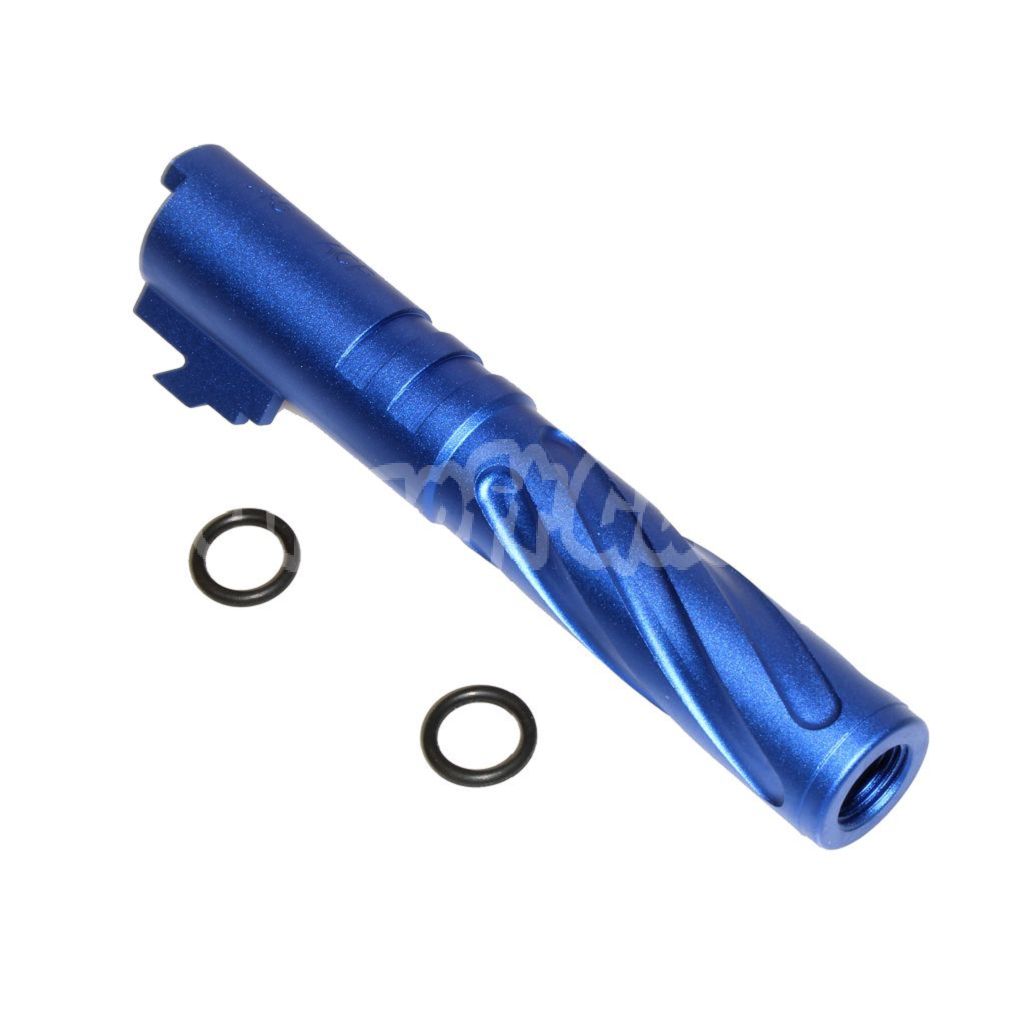 Airsoft 5KU 4.3" Inches CNC Aluminium Tornado Style Spiral Outer Barrel +11mm CW for Tokyo Marui Hi-Capa 4.3 GBB Blue