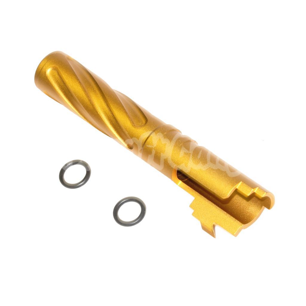 Airsoft 5KU 4.3" Inches CNC Aluminium Tornado Style Spiral Outer Barrel +11mm CW for Tokyo Marui Hi-Capa 4.3 GBB Gold