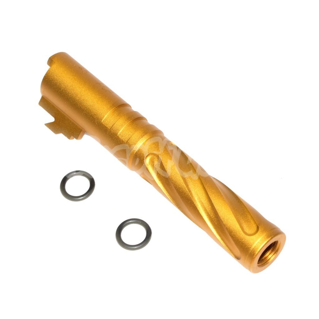 Airsoft 5KU 4.3" Inches CNC Aluminium Tornado Style Spiral Outer Barrel +11mm CW for Tokyo Marui Hi-Capa 4.3 GBB Gold