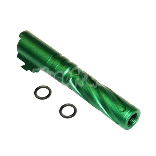 Airsoft 5KU 4.3" Inches CNC Aluminium Tornado Style Spiral Outer Barrel +11mm CW for Tokyo Marui Hi-Capa 4.3 GBB Green