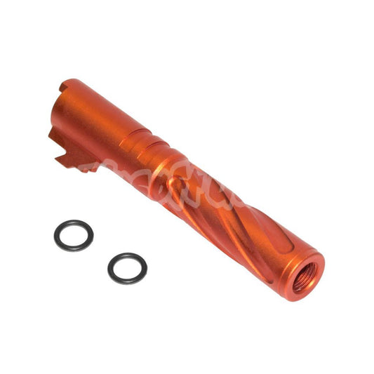 Airsoft 5KU 4.3" Inches CNC Aluminium Tornado Style Spiral Outer Barrel +11mm CW for Tokyo Marui Hi-Capa 4.3 GBB Orange