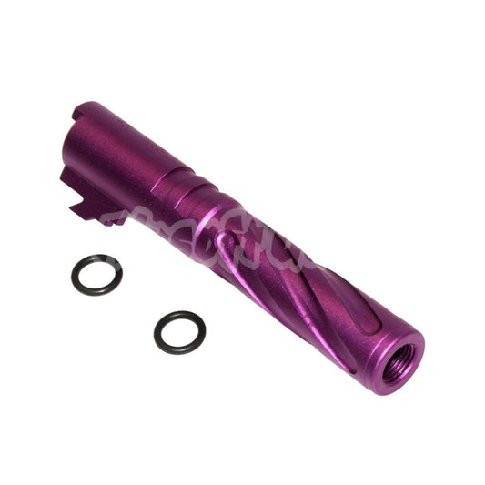 Airsoft 5KU 4.3" Inches CNC Aluminium Tornado Style Spiral Outer Barrel +11mm CW for Tokyo Marui Hi-Capa 4.3 GBB Purple