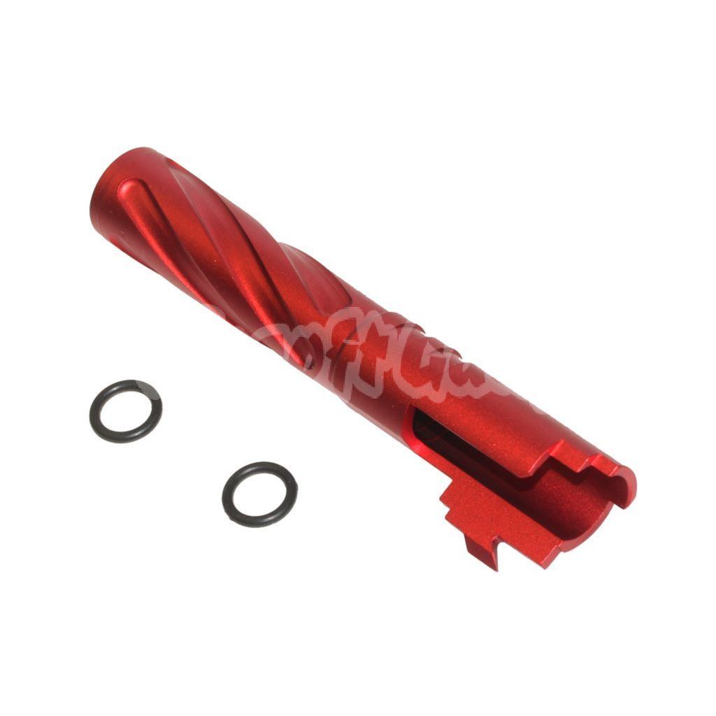 Airsoft 5KU 4.3" Inches CNC Aluminium Tornado Style Spiral Outer Barrel +11mm CW for Tokyo Marui Hi-Capa 4.3 GBB Red