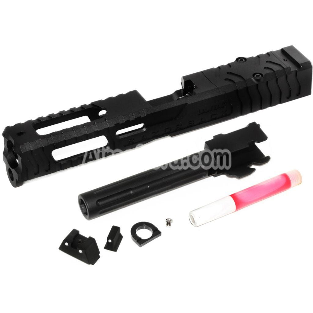 Airsoft 5KU CNC Aluminum 9INE RMR Ready Barrel Slide Set For WE Tokyo Marui G17 Gen3 GBB Pistols Black