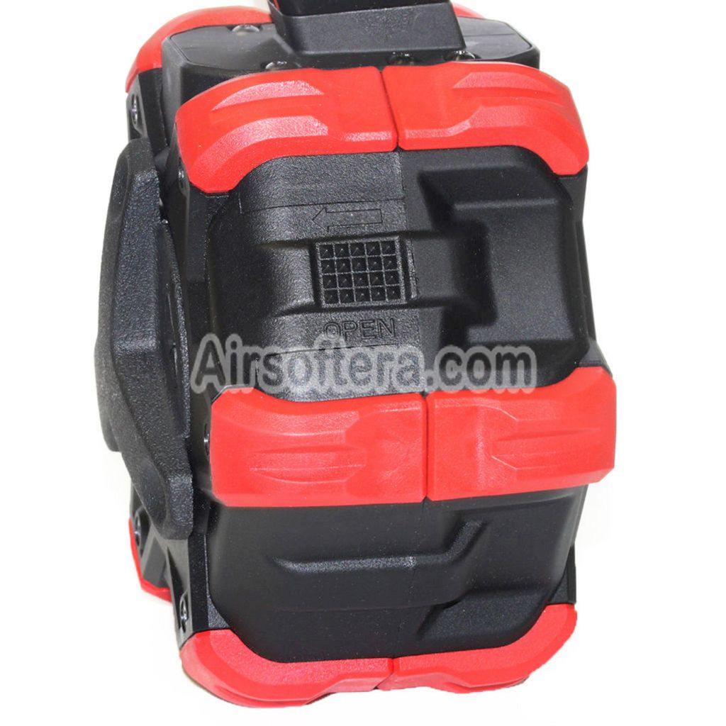 Airsoft WE 350rd Gas Drum Magazine for ISSC M22 / EMG SAI BLU / E&C / APS / ARMY / BELL / UMAREX / Elite force / VFC / AW / WE / Tokyo Marui G17 G18C G-Series GBB Pistol Black/Red