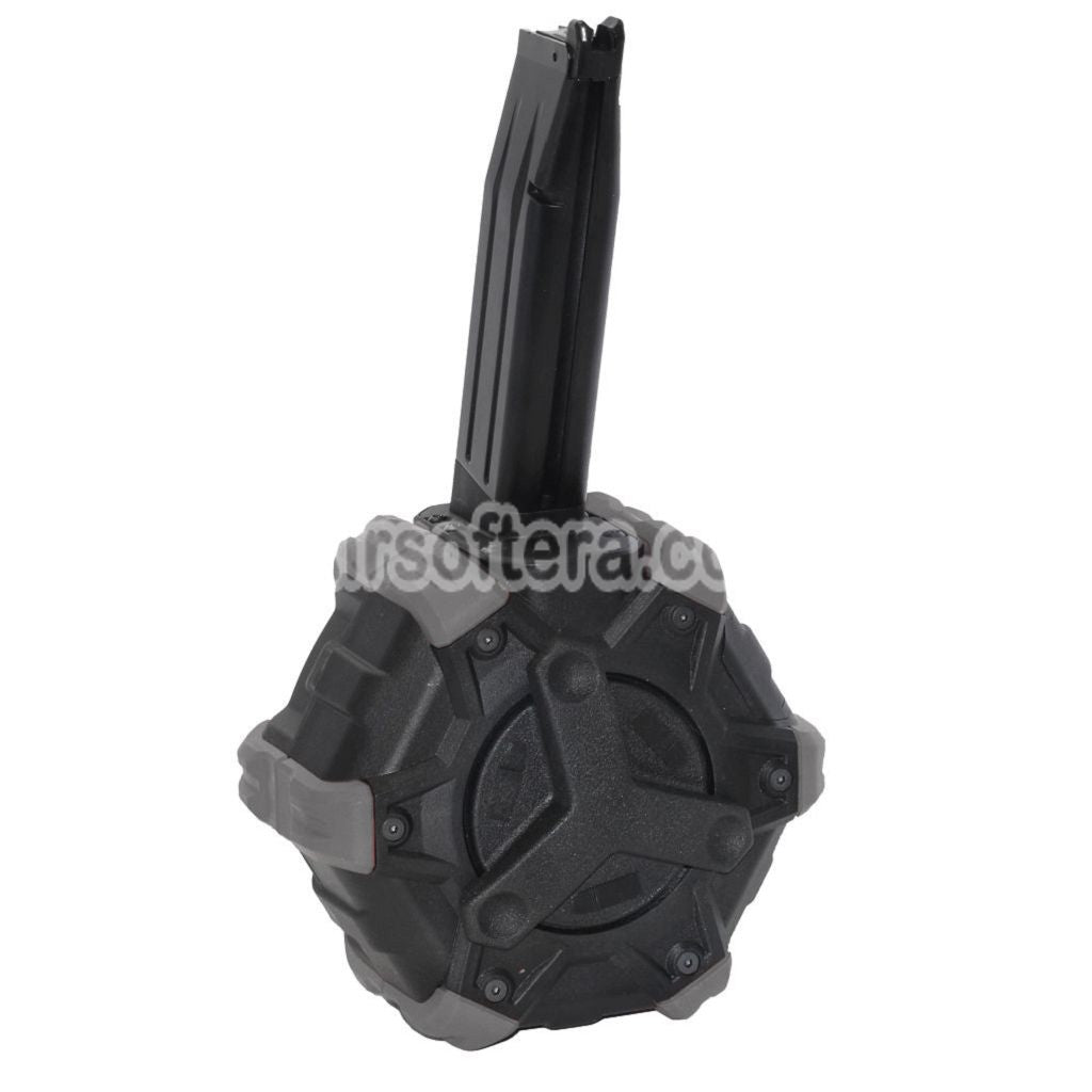 Airsoft WE 350rd Gas Drum Magazine for BELL / E&C / ARMY R501 R601 / KJ KP-05 / Zeon / EMG SAI / AW / WE / Tokyo Marui Hi-Capa GBB Pistol Black/Gray