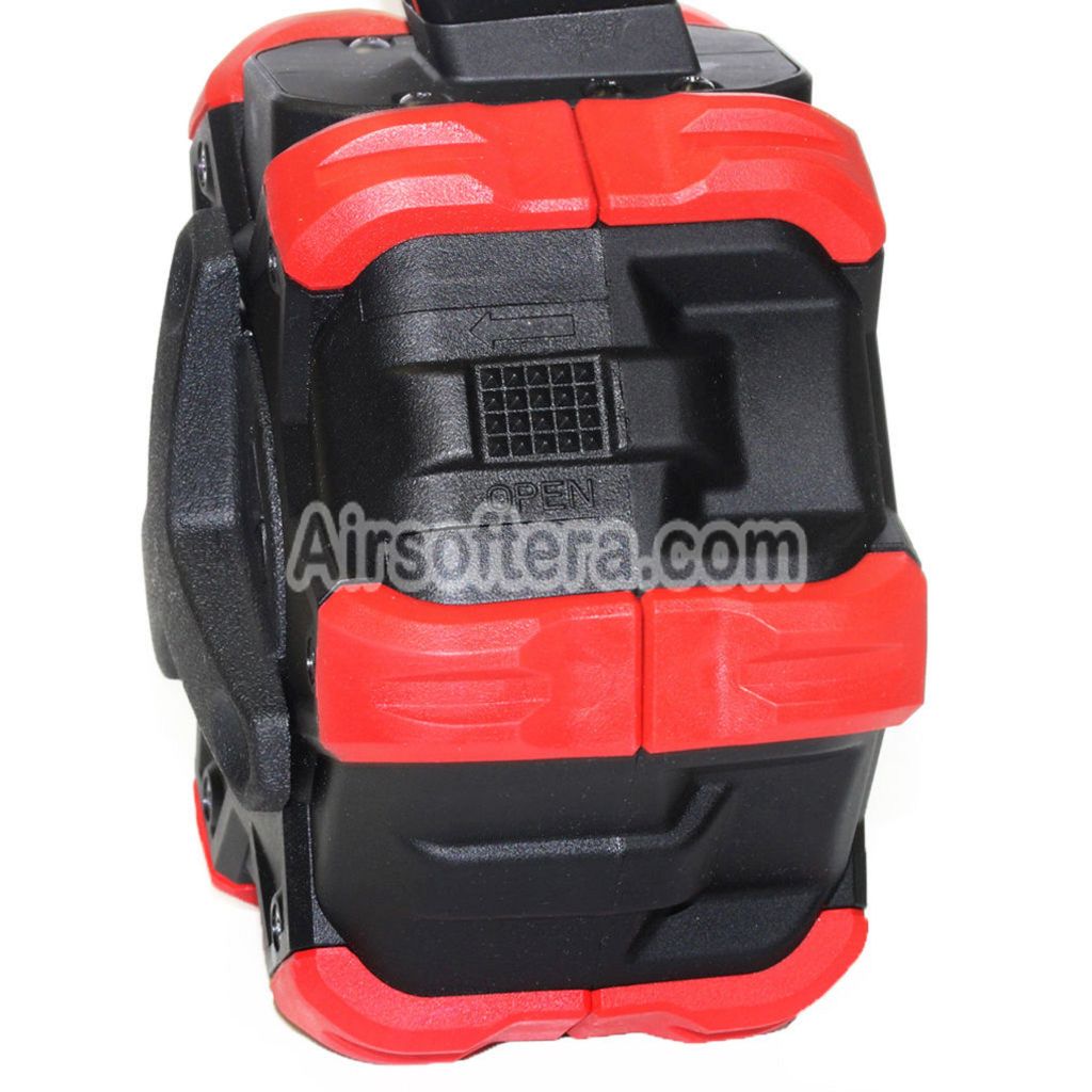 Airsoft WE 350rd Gas Drum Magazine for BELL / E&C / ARMY R501 R601 / KJ KP-05 / Zeon / EMG SAI / AW / WE / Tokyo Marui Hi-Capa GBB Pistol Black/Red