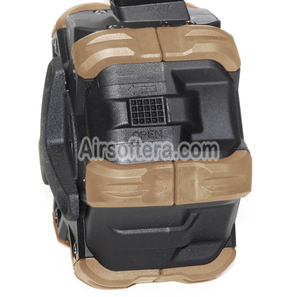 Airsoft WE 350rd Gas Drum Magazine for BELL / E&C / ARMY R501 R601 / KJ KP-05 / Zeon / EMG SAI / AW / WE / Tokyo Marui Hi-Capa GBB Pistol Black/Tan