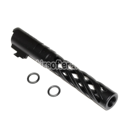 Airsoft 5KU 5" Inches 123/127mm CNC Tornado Spiral Hollow Outer Barrel +11mm CW for Armorer Works AW WE-TECH Tokyo Marui Hi-Capa 5.1 GBB Pistols Black