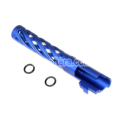 Airsoft 5KU 5" Inches 123/127mm CNC Tornado Spiral Hollow Outer Barrel +11mm CW for Armorer Works AW WE-TECH Tokyo Marui Hi-Capa 5.1 GBB Pistols Blue