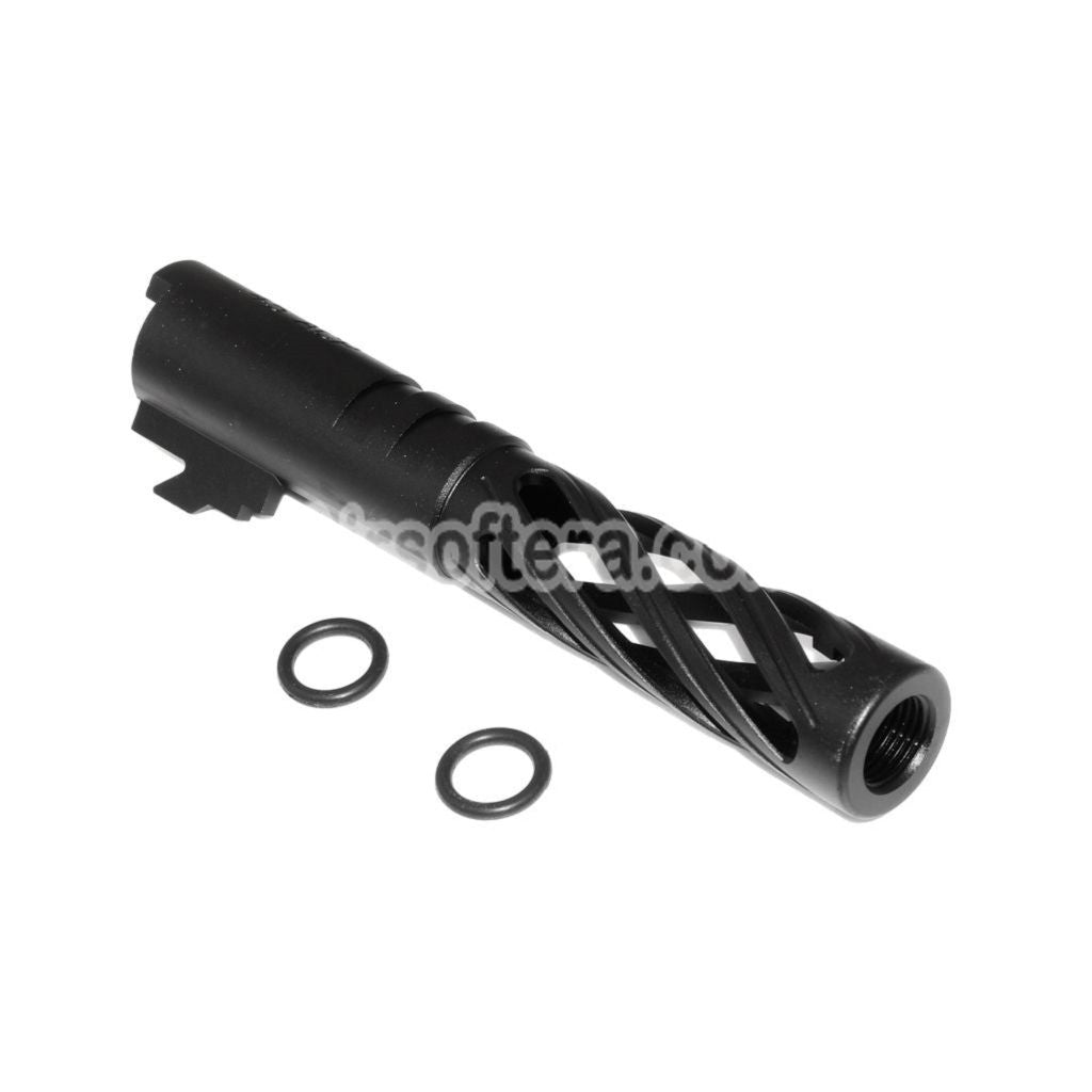 Airsoft 5KU 4.3" Inches 106mm/110mm CNC Tornado Spiral Hollow Outer Barrel +11mm CW for Tokyo Marui Hi-Capa 4.3 GBB Pistols Black