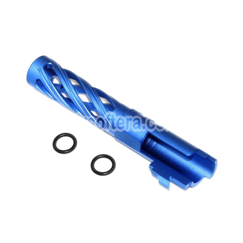 Airsoft 5KU 4.3" Inches 106mm/110mm CNC Tornado Spiral Hollow Outer Barrel +11mm CW for Tokyo Marui Hi-Capa 4.3 GBB Pistols Blue