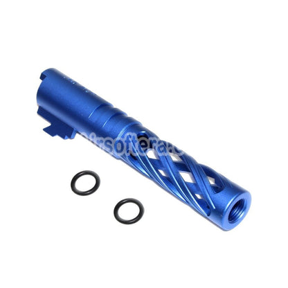 Airsoft 5KU 4.3" Inches 106mm/110mm CNC Tornado Spiral Hollow Outer Barrel +11mm CW for Tokyo Marui Hi-Capa 4.3 GBB Pistols Blue