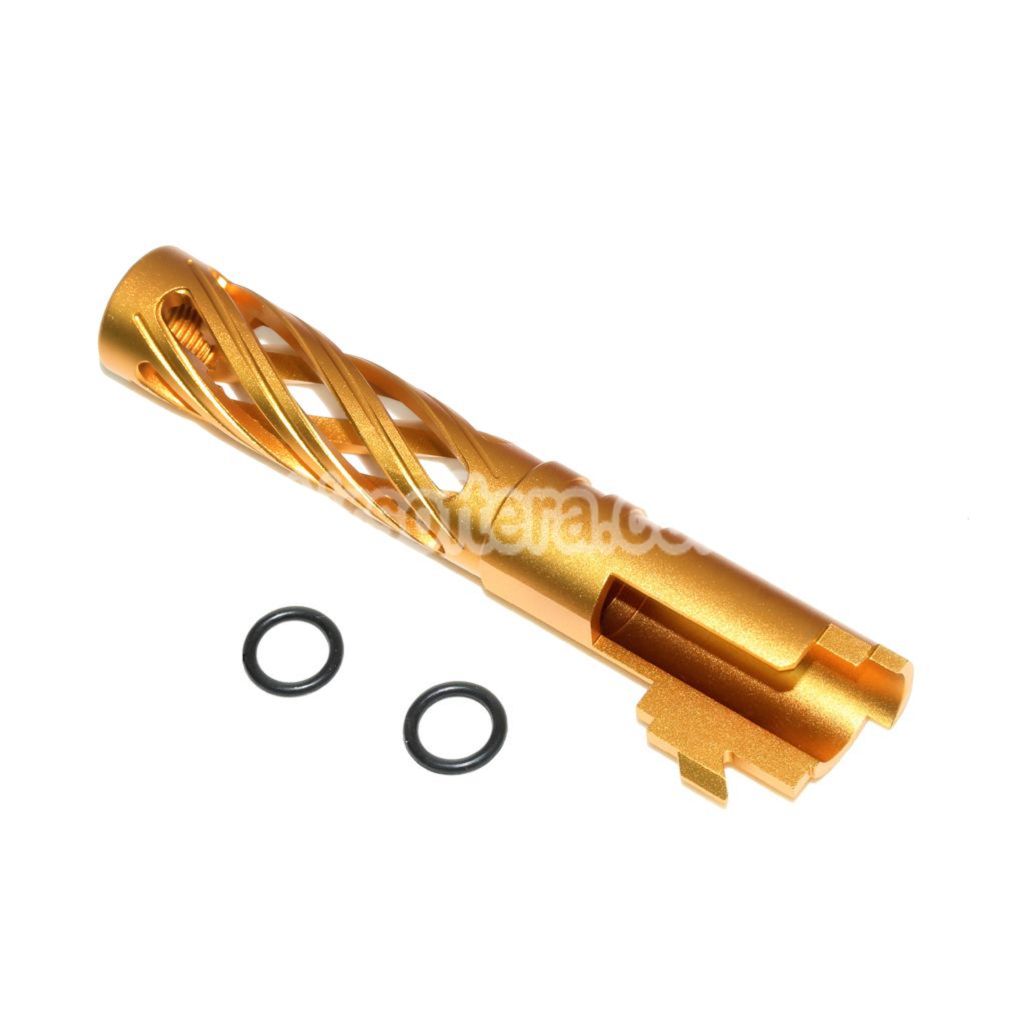 Airsoft 5KU 4.3" Inches 106mm/110mm CNC Tornado Spiral Hollow Outer Barrel +11mm CW for Tokyo Marui Hi-Capa 4.3 GBB Pistols Gold