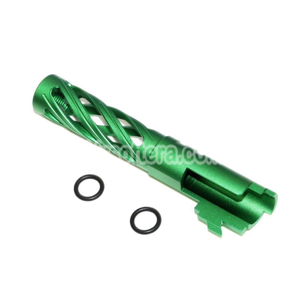 Airsoft 5KU 4.3" Inches 106mm/110mm CNC Tornado Spiral Hollow Outer Barrel +11mm CW for Tokyo Marui Hi-Capa 4.3 GBB Pistols Green