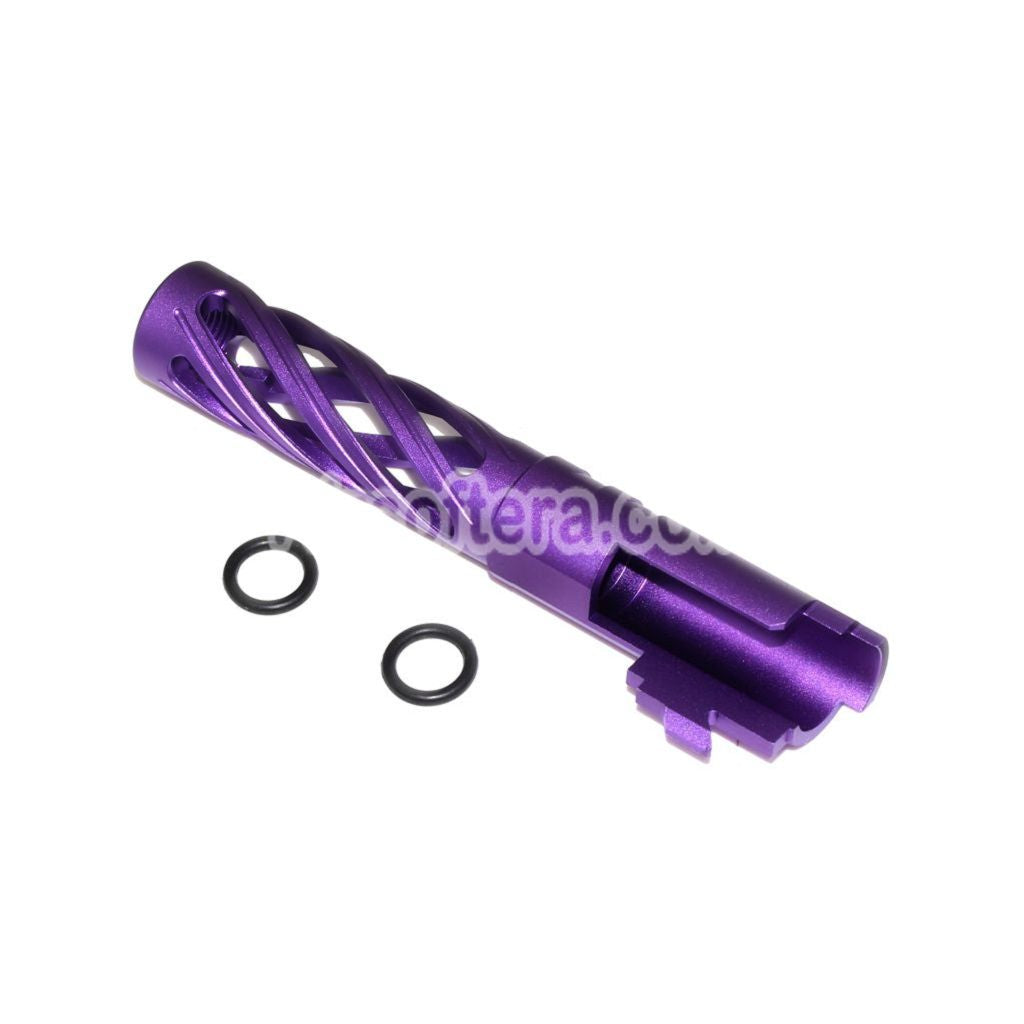 Airsoft 5KU 4.3" Inches 106mm/110mm CNC Tornado Spiral Hollow Outer Barrel +11mm CW for Tokyo Marui Hi-Capa 4.3 GBB Pistols Purple