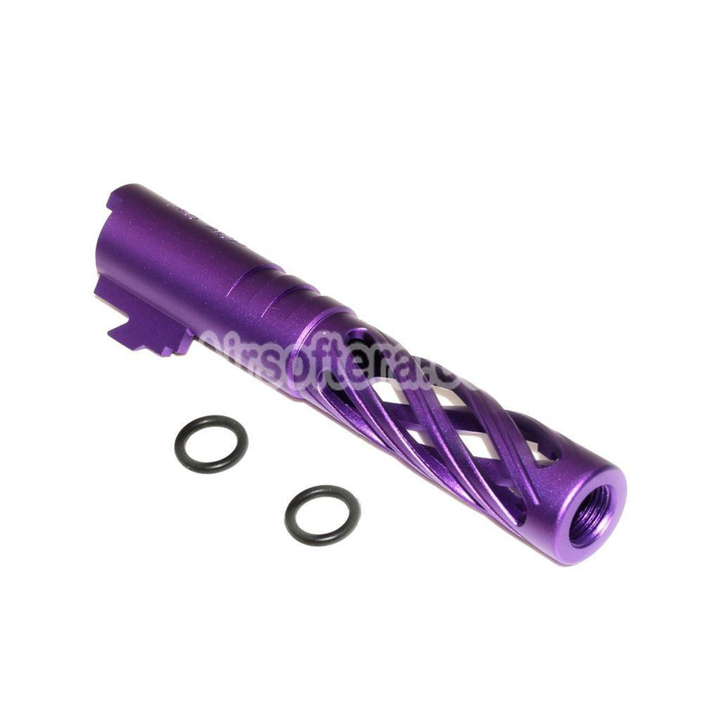 Airsoft 5KU 4.3" Inches 106mm/110mm CNC Tornado Spiral Hollow Outer Barrel +11mm CW for Tokyo Marui Hi-Capa 4.3 GBB Pistols Purple